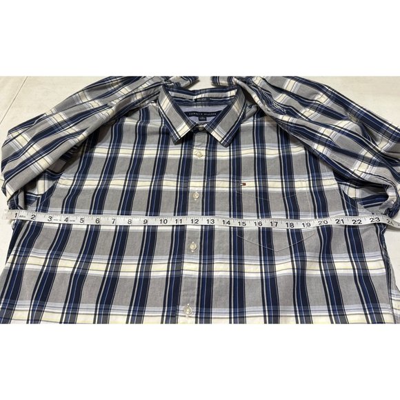 Tommy Hilfiger 80's 2 Ply Fabric Button-Down Plaid Shirt Custom Fit Men Size XL - Picture 7 of 16